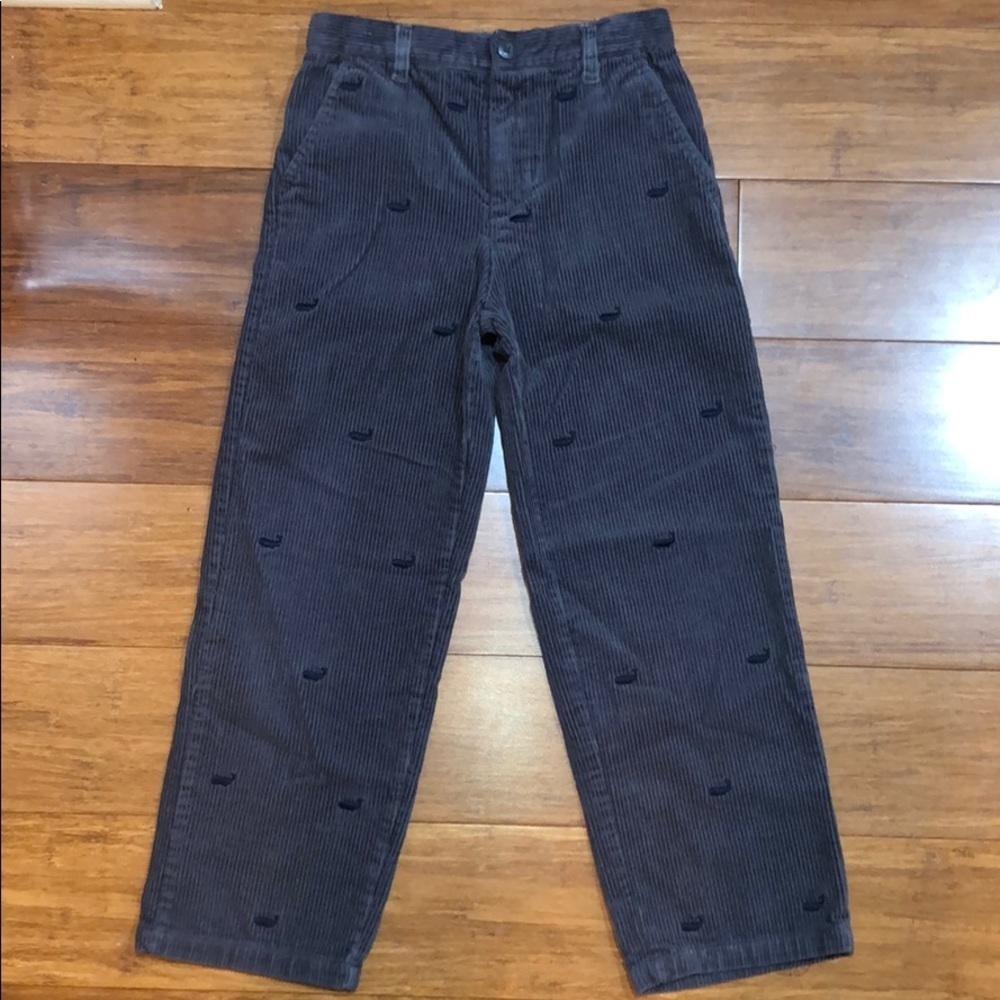 Kitestrings grey corduroy whale embroidered pants
